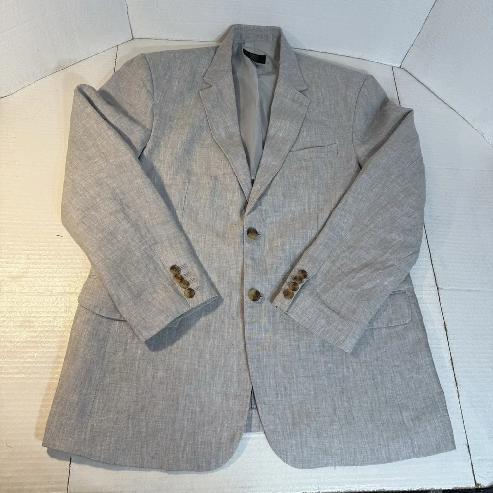 Mens 48 Linen Blazer Jacket‎ 2 Button Sport 1/4 Lined Luxury MINT Casual Summer